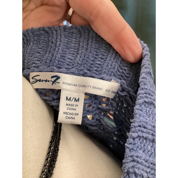 Seven7 Premium Quality Brand Womens Blue Textured Knit Sweater M M‎ - Picture 4 of 5